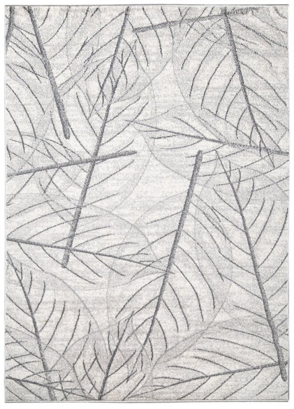 Tappeto moderno color crema chiaro con motivo a foglie