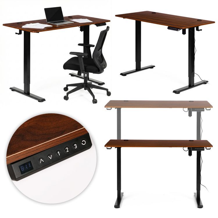 Elektricky výškově nastavitelný pracovní stůl s černými nohami - 120 x 60 cm