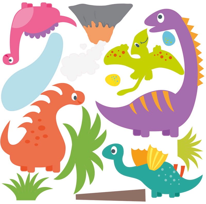 Detská nálepka s motívom roztomilých farebných dinosaurov 100 x 60 cm