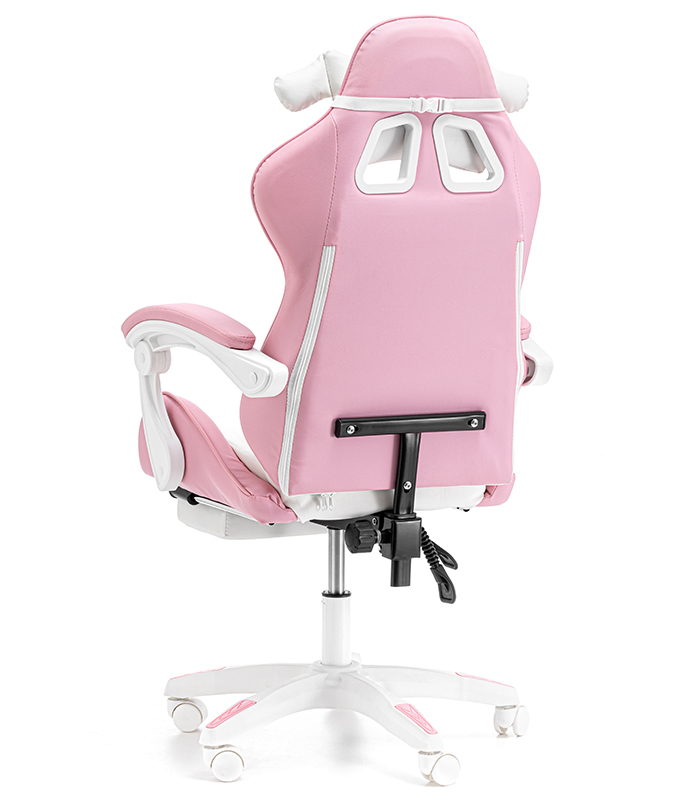 Kinder-Gaming-Stuhl mit Fußstütze und Massage-Rückenlehne - rosa