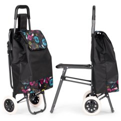 Zusammenklappbarer Einkaufswagen mit Stuhl 30 l