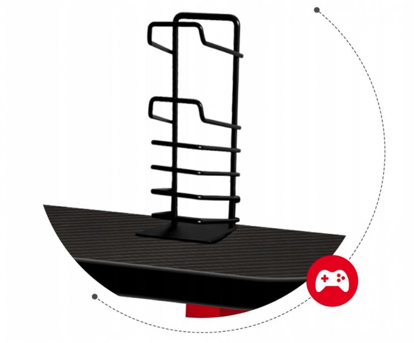 Birou de gaming negru-roșu pentru jucătorii pretențioși