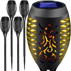 Set di 4 lampade solari a LED con effetto fiamma viva