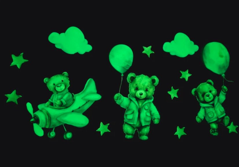 Kouzelné světelné samolepky pro děti - modří medvídci