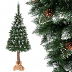 Karácsonyfa karóba akasztva, fenyőtobozokkal és díszekkel 220 cm