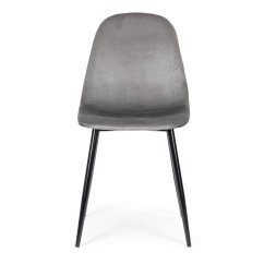 Set di 4 sedie in velluto grigio per sala da pranzo e soggiorno