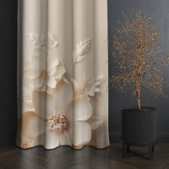 Dekorative Gardine creme mit Blumenmuster