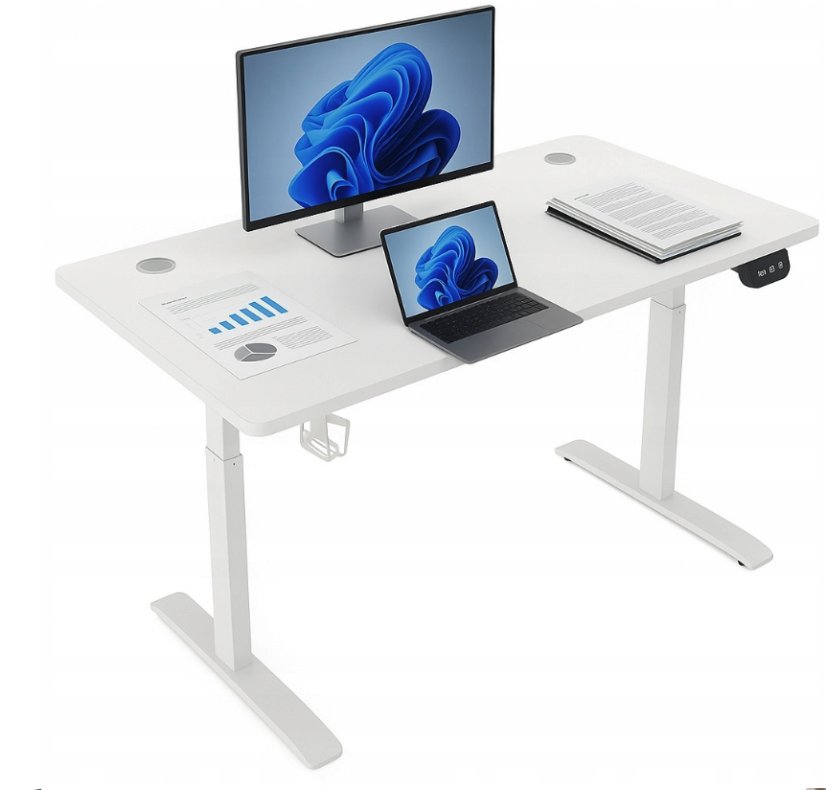 Elektrický výškovo nastaviteľný stôl 72 - 117 cm - biely