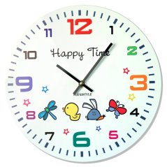 Weiße Kinderwanduhr mit Tieren