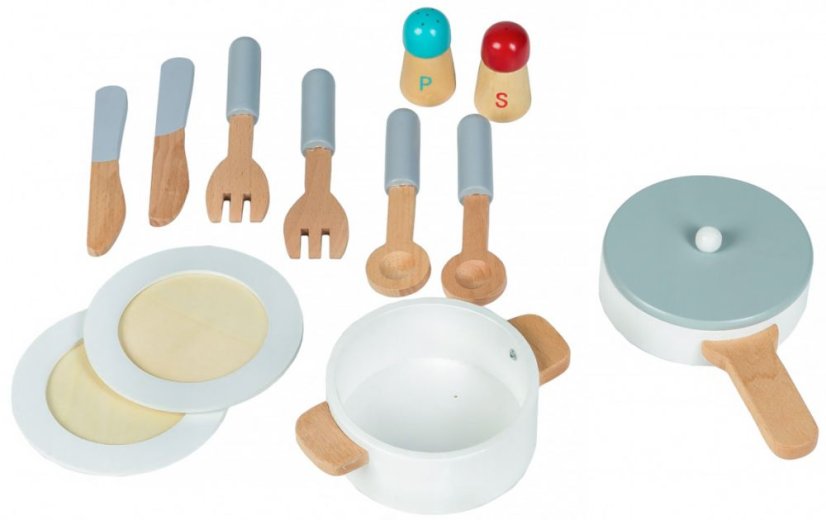 Drevená kuchynka XXL + kuchynské náradie Ecotoys