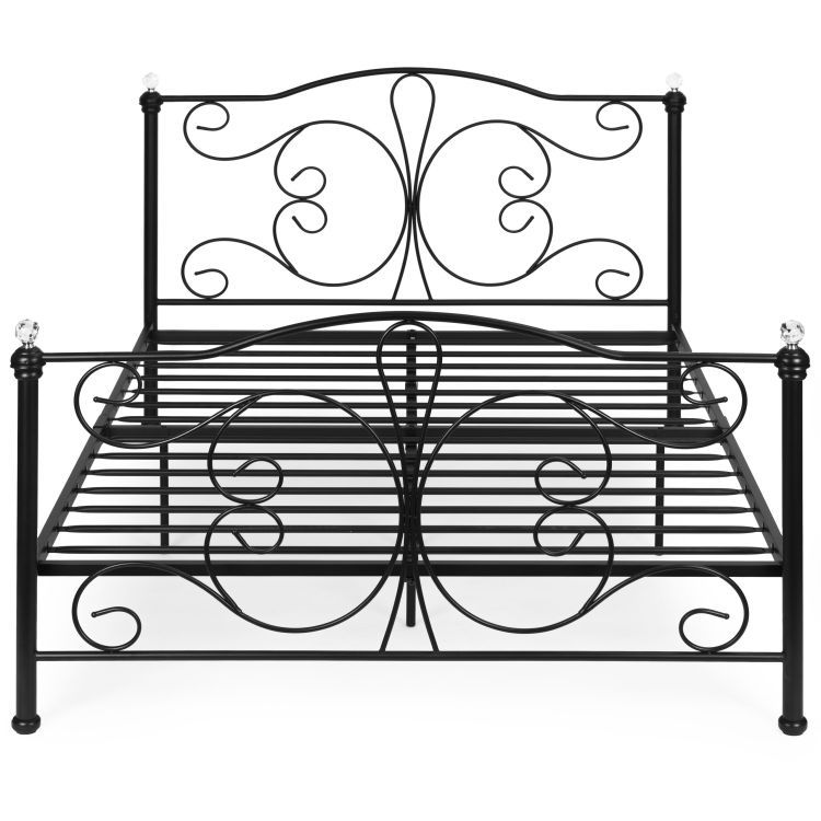 Moderní kovová postel se stabilním rámem a vysokým čelem