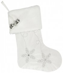 Stivali di San Nicola bianchi con fiocchi di neve