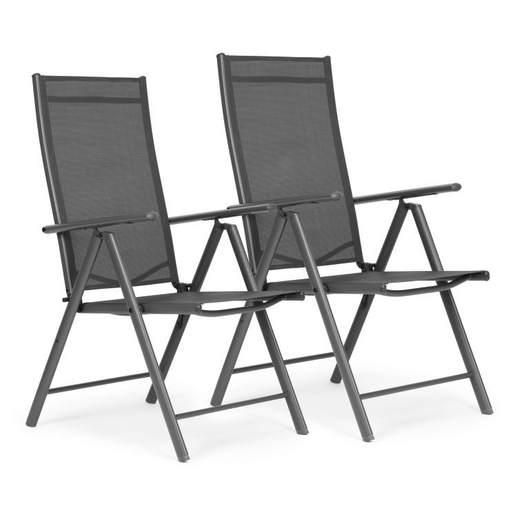 Set aus 2 klappbaren Gartenstühlen mit verstellbarer Rückenlehne - grau
