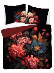 Cearșafuri negre din bumbac cu model floral