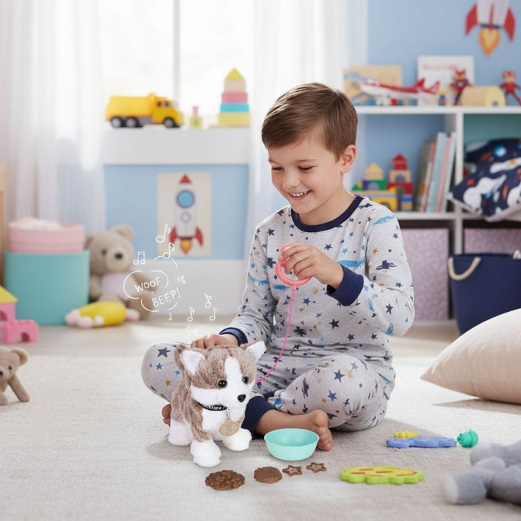 Psík na vodítku – interaktívna hračka pre deti s pohybmi, zvukmi a doplnkami