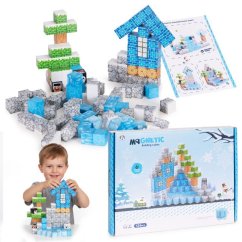 Magnetischer Baukasten, Würfel für Kinder - 124-teiliges Set, Winterlandschaft