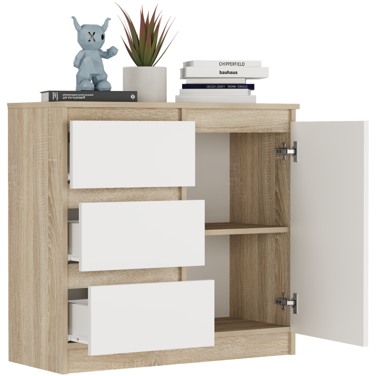 Komoda R-80-S3 se zásuvkami 80 cm - různé barevné varianty - Barva produktu: antracit mix bílá