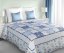 Patchwork modrý prehoz na postel s kockovaným vzorom 