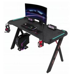 Igraći stol s RGB LED pozadinskim osvjetljenjem crne boje