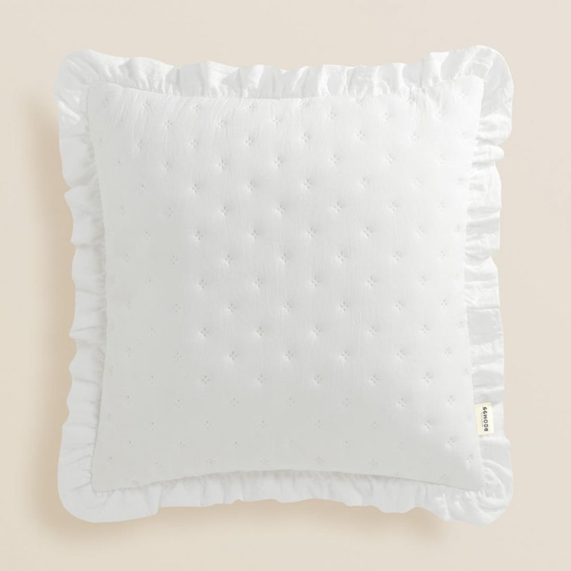 Romantická obliečka na vankúš Molly v žiarivo bielej farbe 45 x 45 cm