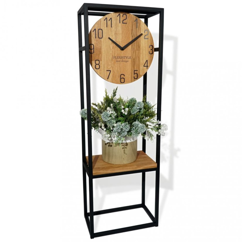 Štýlové dubové hodiny s robusným kovovým rámom 100 cm