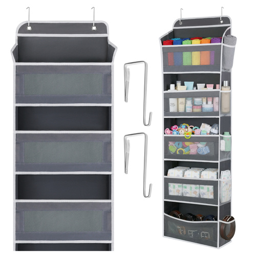 Ajtós akasztós szervező - szekrény polc 5 polccal 142 x 40 x 17 cm