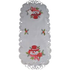 Stola gri de Crăciun cu broderie de om de zăpadă