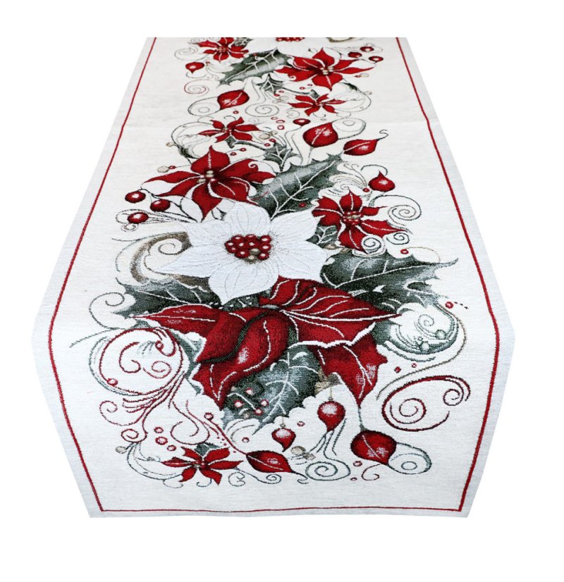 Vianočný gobelínový behúň na stôl Vianočná ruža - Rozmer obrusov: Šírka: 90 cm | Dĺžka: 90 cm