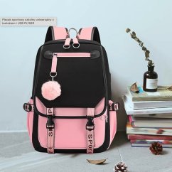 Zaino scolastico ergonomico per ragazzi - rosa-nero