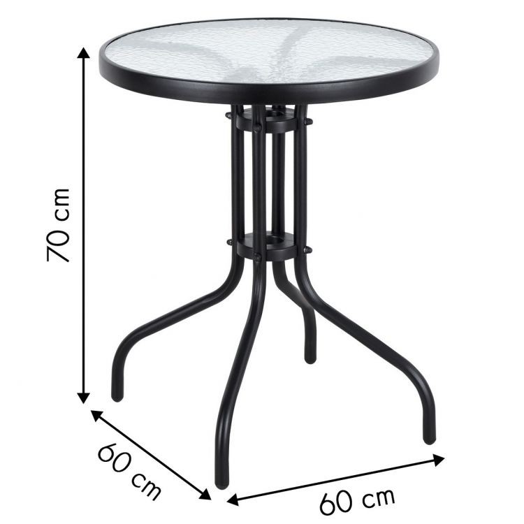 Sklenený okrúhly stôl do záhrady 60 cm