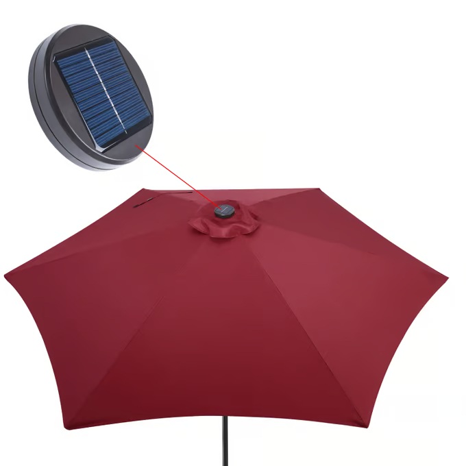 Vrtni LED solarni aluminijasti senčnik Miami - 270 cm, rdeč, UV 80+