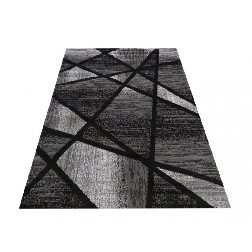 Modern szürke-fekete szőnyeg absztrakt mintával - Méret: Szélesség: 80 cm | Hossz: 150 cm