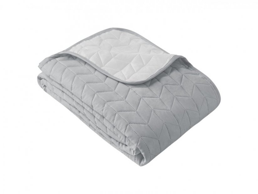 Elegantný prehoz na posteľ v bielej a sivej farbe