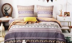 Krásne posteľné obliečky s nórskym vzorom fialovej farby 