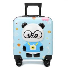 Gyermek utazótáska kerekeken, teleszkópos fogantyúval - BLUE PANDA