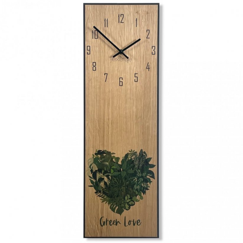 Elegantna lesena pisarniška ura z motivom listov