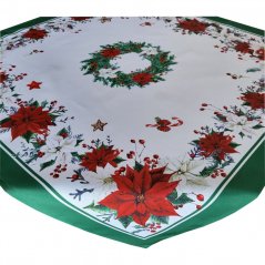 Коледна квадратна покривка за маса с мотив на коледна роза