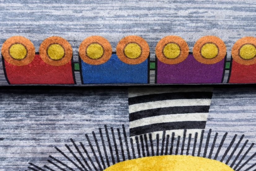 Kinderteppich mit Straßen-, Auto- und Tiermotiv