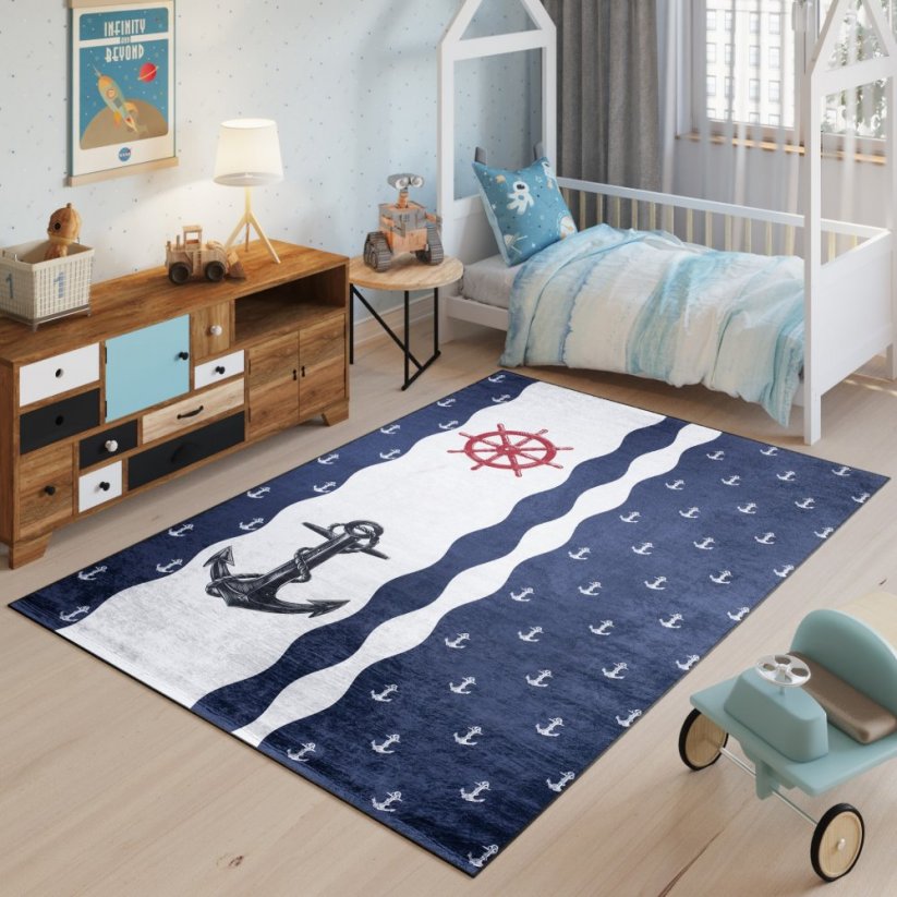 Dětský koberec s jednoduchým námořním motivem - Rozměr koberce: Šířka: 80 cm | Délka: 150 cm