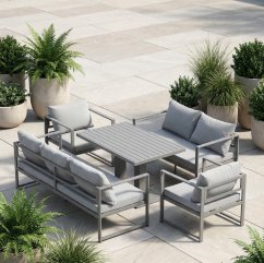 Prostorna vrtna garnitura XL-NM-2011 - siva + sive blazine