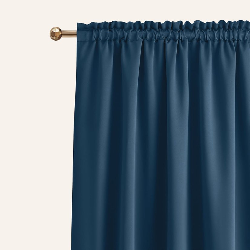 Luxusný tmavo modrý zatemňujúci jednofarebný záves na riasiacu pásku 140 x 280 cm