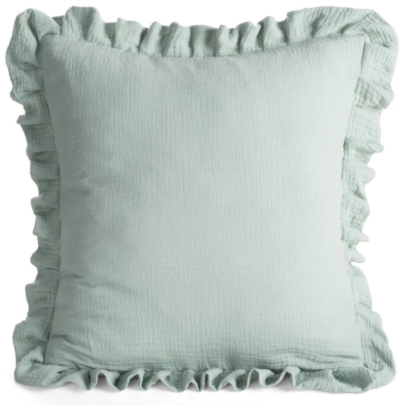 Față de pernă din muselină cu volan 45 x 45 cm - Culoare: roz antic