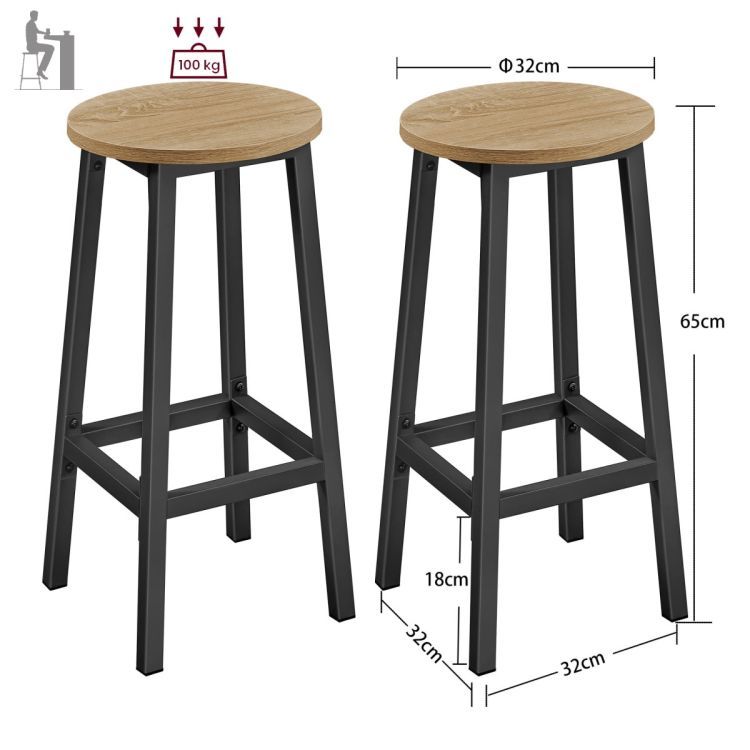 Set de 2 scaune de bar rotunde