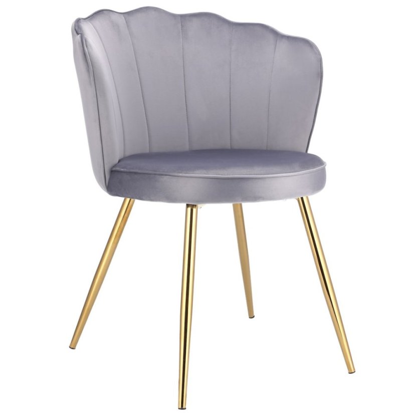 Zamatová jedálenská stolička FIORE v tvare mušle