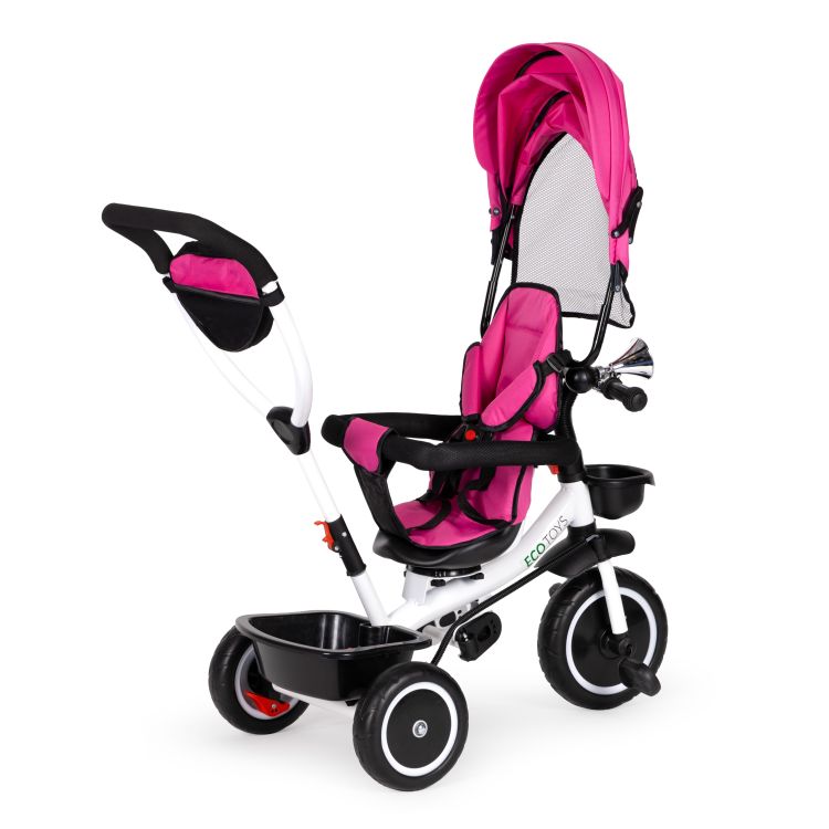 Dreirad, Kinderwagen in dunkelrosa ECOTOYS
