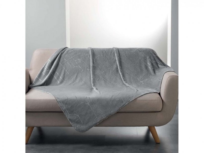 Hebká dekorační deka šedé barvy s jemným vzorem 125 x 150 cm