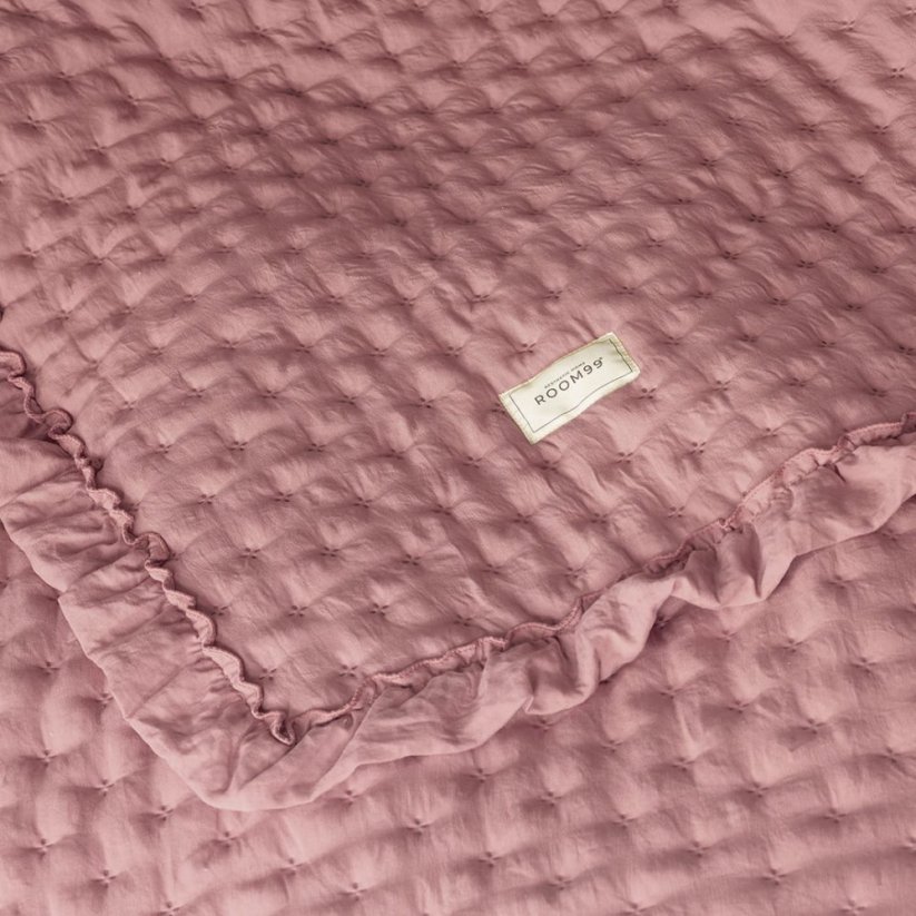 Ružičasti prekrivač Molly s volanom 200 x 220 cm