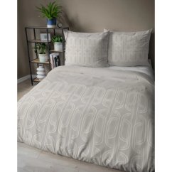 Flanel ágynemű - bézs, geometrikus mintával