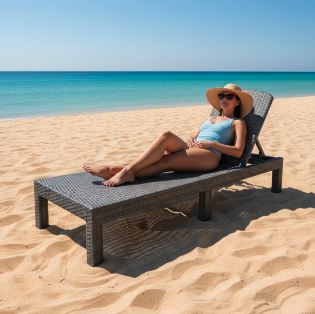 Lettino pieghevole per piscina e terrazza PREMIUM - grigio