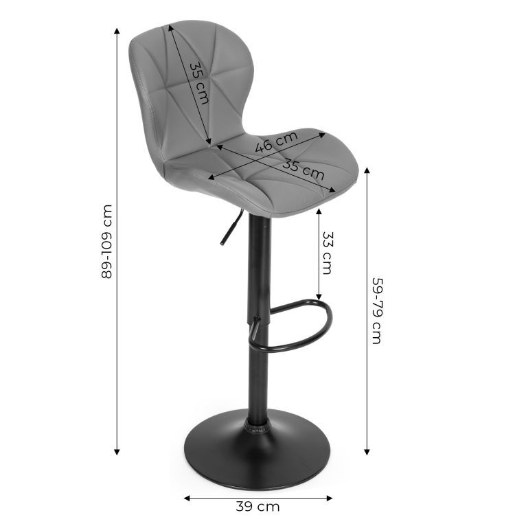 Scaun de bar pivotant reglabil în înălțime cu spătar